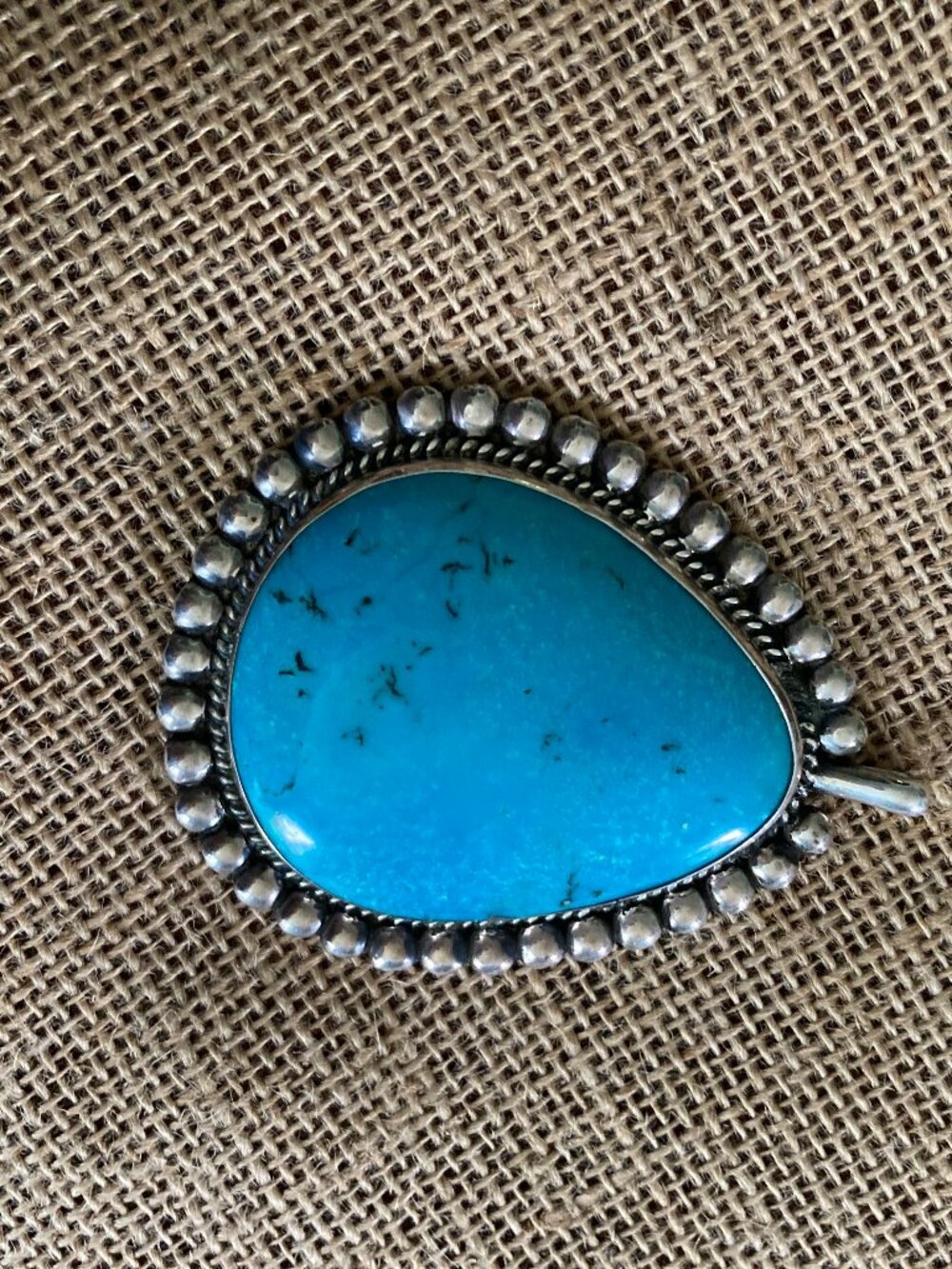 ENORMOUS Turquoise and Sterling Silver Pendant for a Weighty necklace - Picture 5 of 5
